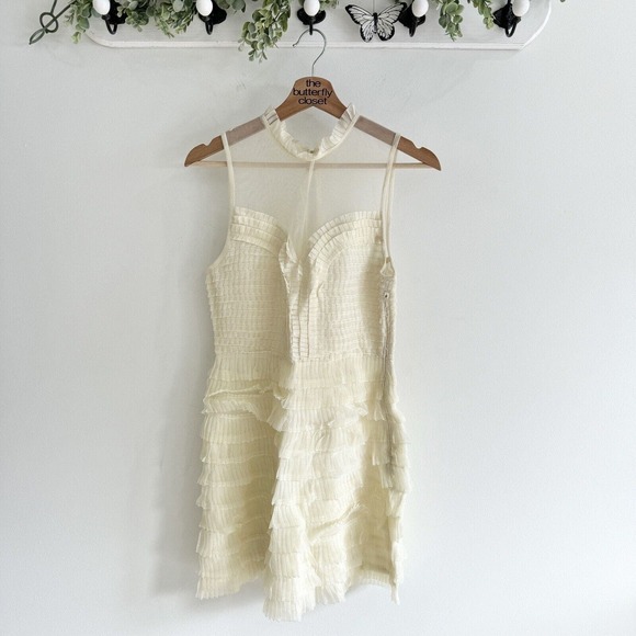 Free People Dresses & Skirts - Free People Mini Tiered Ruffle Dress Sheer Size 4 fairy-core